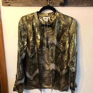 H&M STUDIO GOLD DESIGNER  RUNWAY BLOUSE NWT